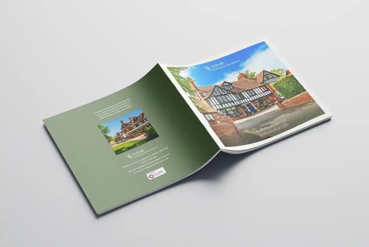 Mock up showing front and back covers of Ardtully brochure