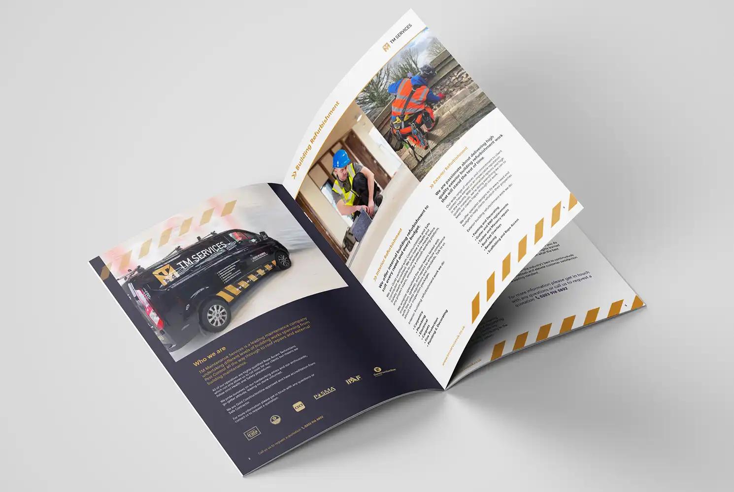 Mock up of brochure showing a double page spread