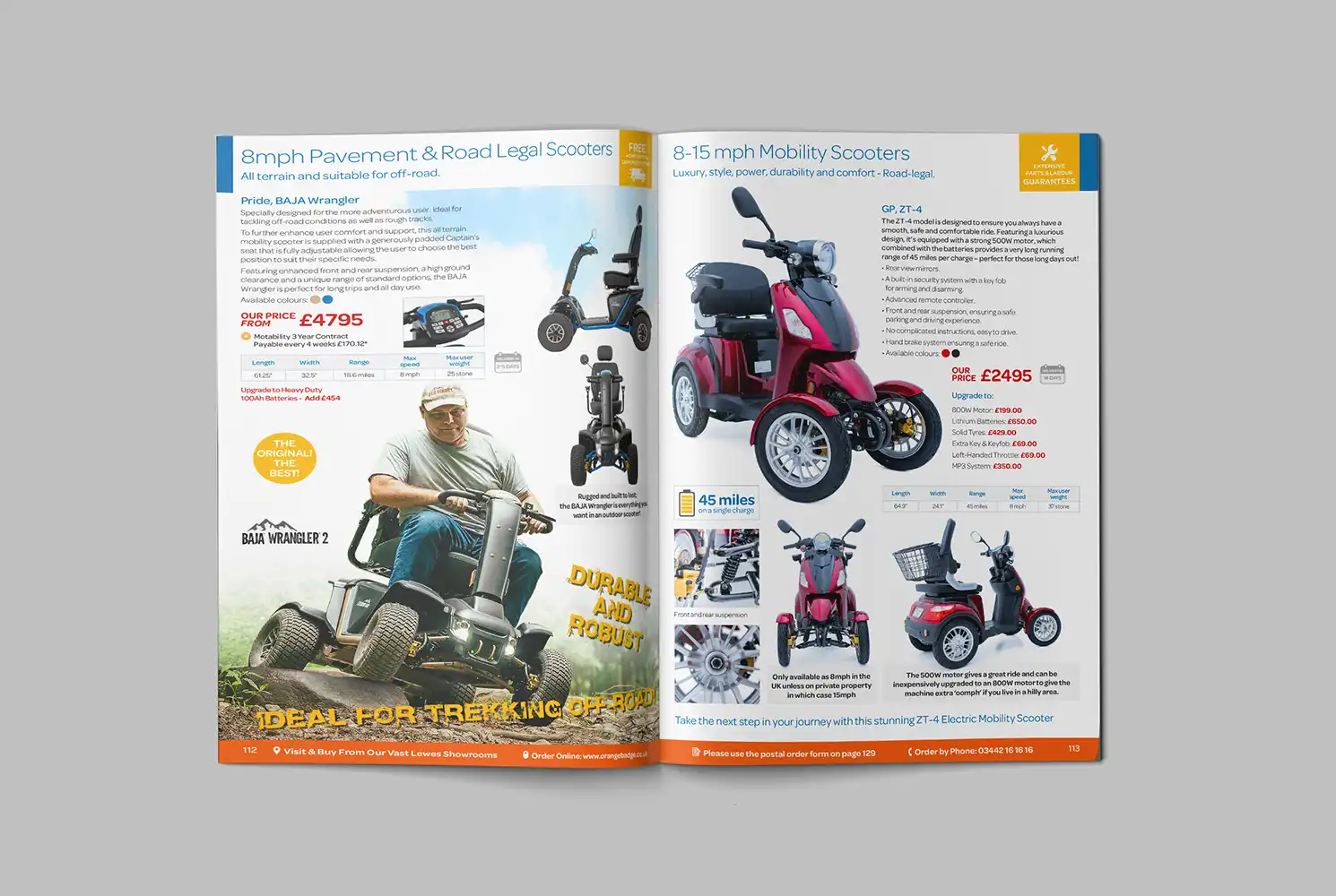 Mock up showing a double page spread of the Catalogue for Orange Badge